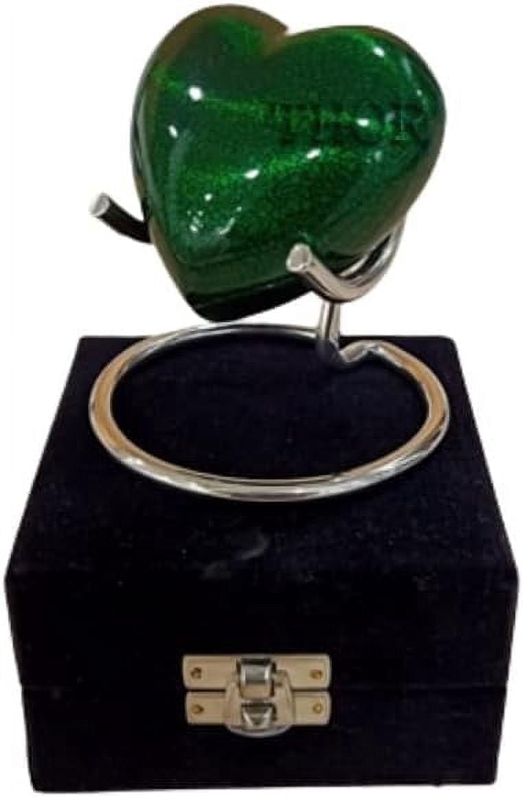 Brass Heart Forever Cremation Keepsake Urns for Human Ashes Beautiful Small Urns Green Color with Premium Case Handcrafted Cremation Urns for Ashes A Lasting Tribute to Your Loved One