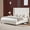 Cream, variant on VanAcc King Size Platform Bed Frame with 62" Headboard Corduroy Upholstered Bed/Wingback/No Box Spring Needed/Noise Free/Grey