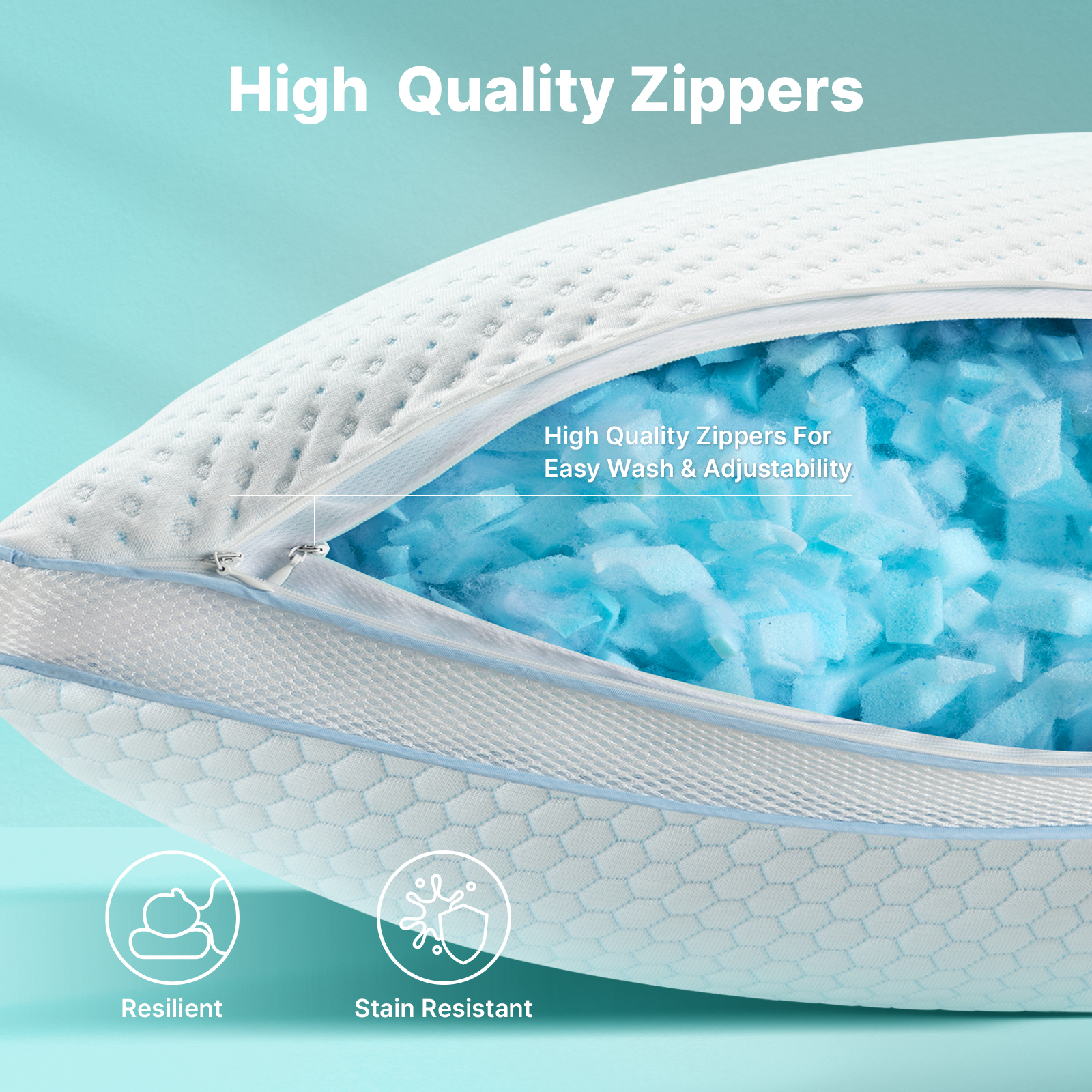 Buy Premium Shredded Gel Memory Foam Pillow, Queen Sizes, 30 x 20,Set