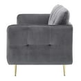 thumbnail image 3 of Tufted Sofa, Velvet, Grey Gray, Modern Contemporary Urban Design, Living Lounge Room Hotel Lobby Hospitality, 3 of 10