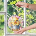 thumbnail image 6 of Easter Duckling Floral Wreath Suncatcher Stained Glass Style, UV Printed Glass, Yellow Bird Spring Decoration, Round, 6 of 9
