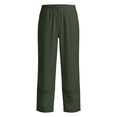 thumbnail image 4 of Cagogo Womens Wide Leg Capri Pants Summer Casual Elastic Waist High Waisted Flowy Cotton Linen Trousers for Beach Vacation Work Plus Size Pockets Boho Clothes, Army Green 3XL, 4 of 7