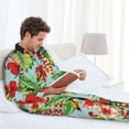 thumbnail image 4 of Mens Pajamas Set, Cute Toucan Parrot Flowers Leaves Button Down Long Sleeve Loungewear Sleepwear Pjs sets for Men, 4 of 5