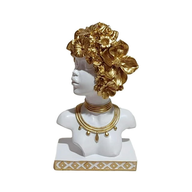 Estatua de mujer africana, adorno estético, obra de arte, exquisita figura de busto de dama para Estilo C