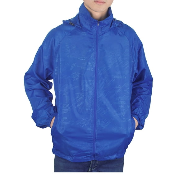 FUTATA Men's Lightweight Windbreaker Jacket Packable Waterproof Raincoat Athletic Jackets Hooded Full Zipper Outwear For Travel,Sports,Casual-2XL/Black/Blue