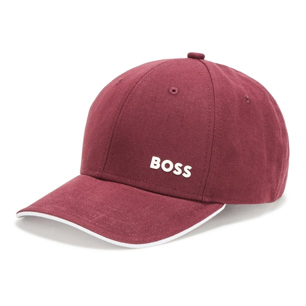 Gorra de sarga de algodón con logotipo atrevido de Boss, color negro cereza