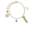 thumbnail image 2 of Delight Jewelry Crystal Blue Channel Drop Goldtone Dream Big Charm Bracelet, 7.5+2" Extender, 2 of 4