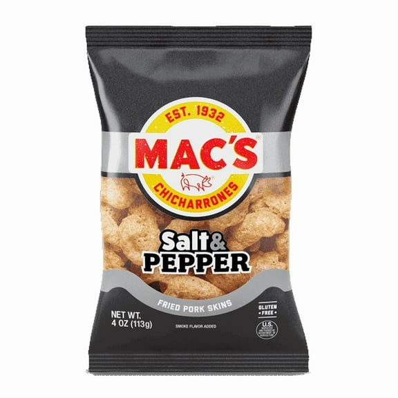Mac's Salt & Pepper Fried Pork Skins, 4 oz Bag