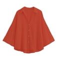 thumbnail image 5 of Molidfa Women's V-Neck 3/4 Sleeve Solid Button-Front Casual Shirt, 5 of 5