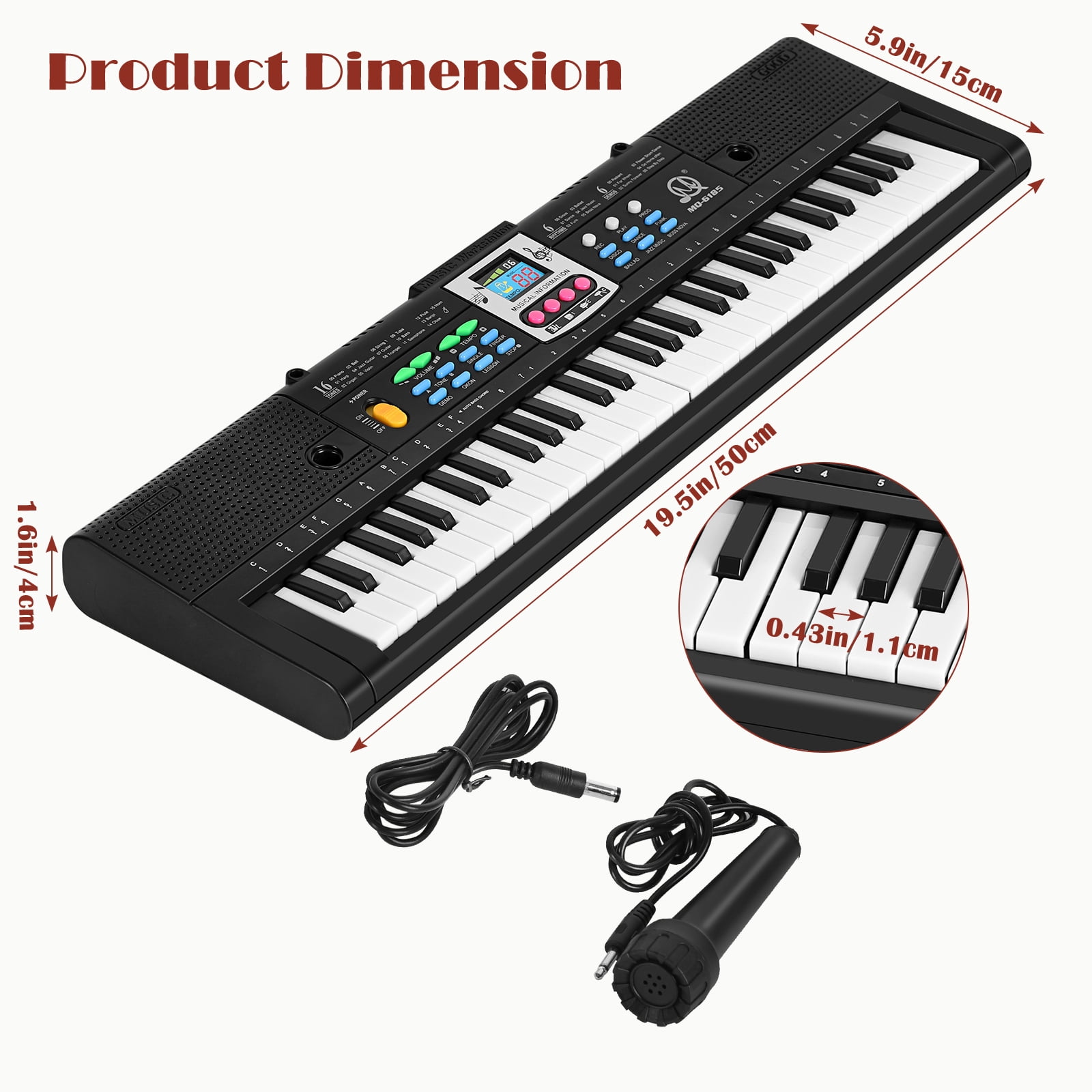 61 key keyboard Piano,Portable Electronic Digital Piano Power Plug,Rich Teaching Content,Multi-Functional Electronic Piano Suitable For Beginners