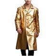 thumbnail image 3 of Busydd Men's Leather Jacket Fashion Double Breasted Buttons Long Sleeve Trench Coat Casual Solid Color Long Jackets L, 3 of 9