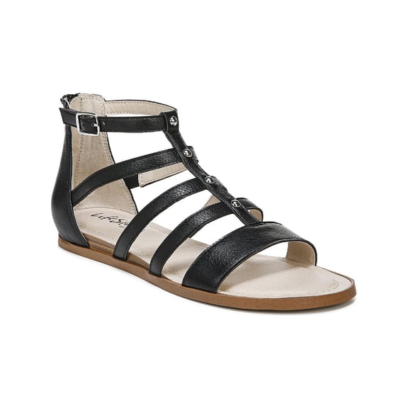 LifeStride Womens Rally Faux Leather Ankle Strap Huarache Sandals