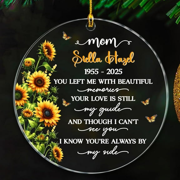 Memorial Christmas Ornaments Gift for Loss of Mom from Daughter Son, Year & Name Loved One in Loving Memory Ornament, Mother Sympathy Keepsake Ornament, Loss Mom Ornaments