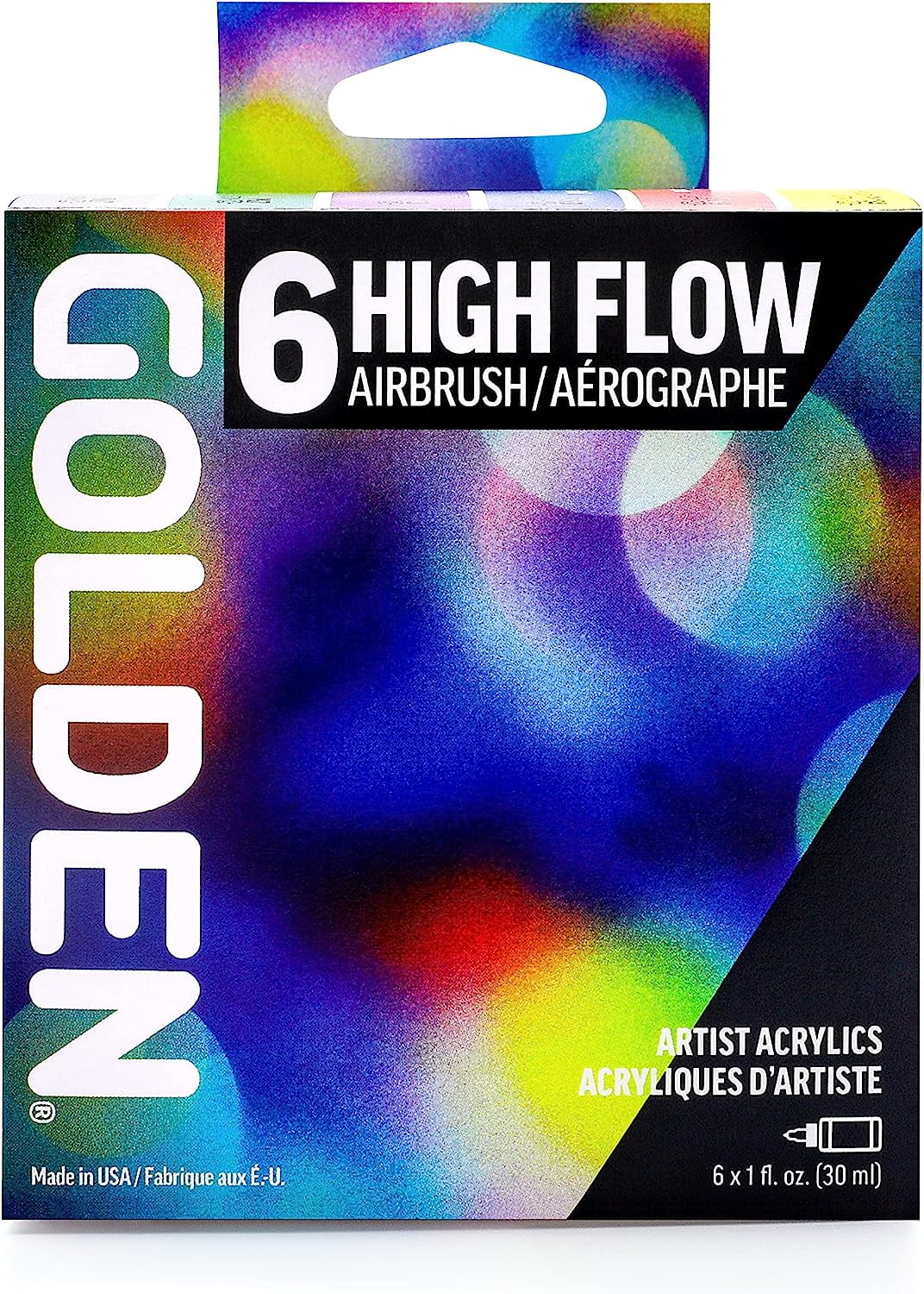Golden High Flow Acrylic Set, 6-Color High Flow Airbrush Set