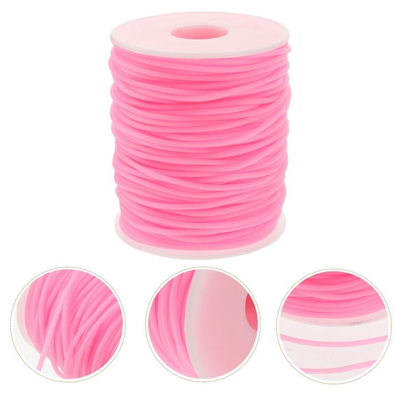 HOMEMAXS Pink Elastic Cord for DIY Jewelry Making Durable PVC Rubber Beading String 1 Roll