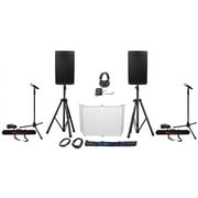 DJ Package w/ (2) JBL EON612 12" Speakers+Stands+Cables+Mics+Headphones+Facade