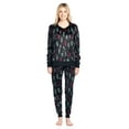 thumbnail image 2 of Ashford & Brooks Women's Mink Fleece Hoodie Pajama Set - Black Tuquoise Feather - Large, 2 of 5