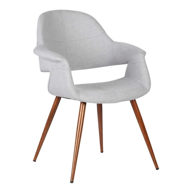 Armen Living Phoebe 17.7" Modern Fabric Dining Chair in Gray/Walnut