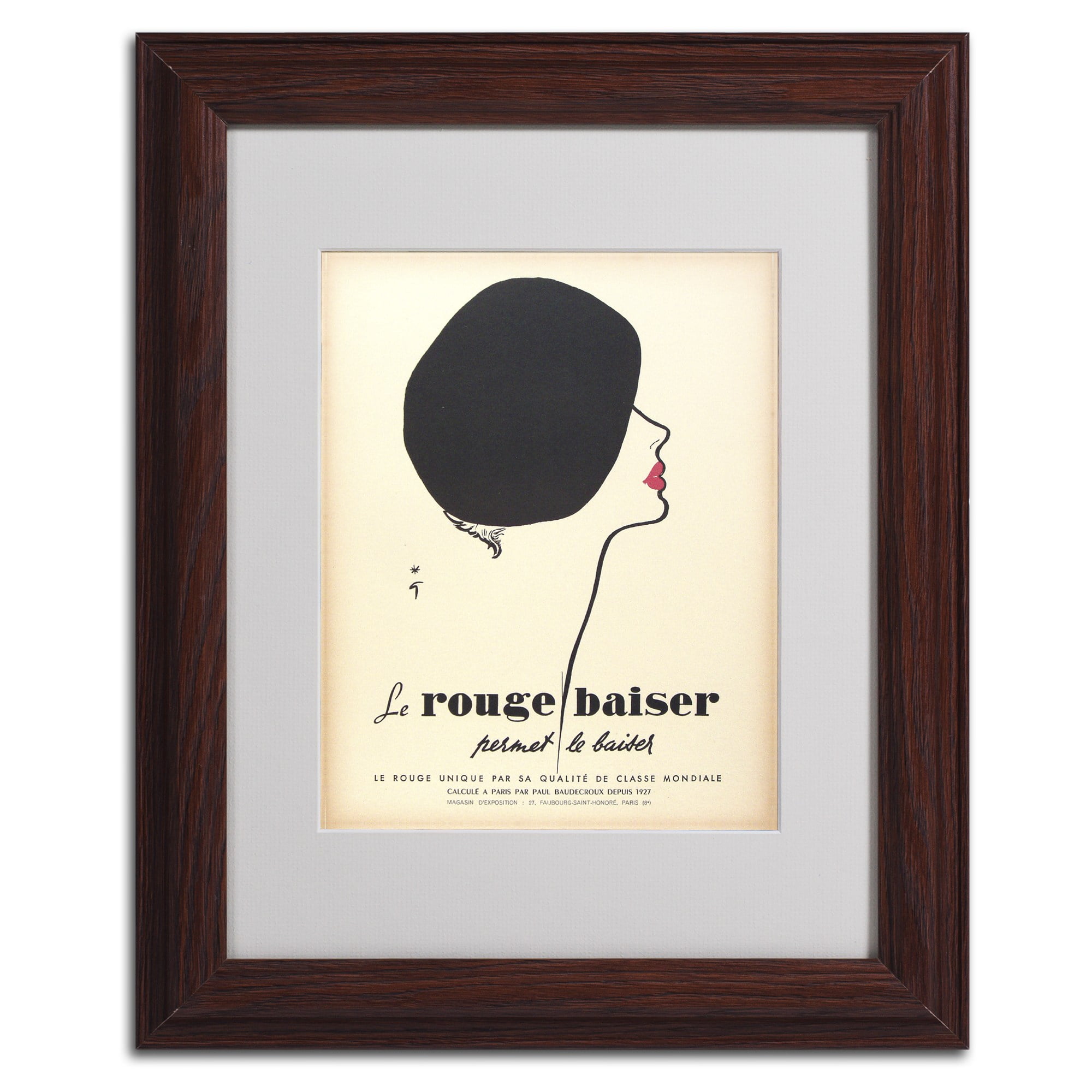 Trademark Fine Art "Le Rouge Baiser" Matted Framed Art by Vintage Apple Collection, Wood Frame