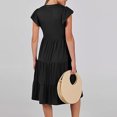 thumbnail image 4 of Womens Summer Ruffle Cap Sleeve V Neck Midi Dress 2024 Fashion Casual Flowy Tiered Boho Beach Vacation Sundress Cute Dresses, 4 of 7