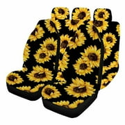 7Pcs/Set Sunflower Printing Universal Car Seat Covers Front Seat Head Rest Protectors For Most Car Seats