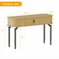 thumbnail image 3 of Fluted Console Table with Storage, Wood Sofa Table with Sliding Door, Entryway Table with Storage Space for Living Room, Couch, Hallway, Foyer, Oak/Walnut, 3 of 8