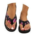 thumbnail image 3 of Yuanlong Womens Sandals Floral Print Summer Flip-Flops Flat Bottom Leisure Everyday Stylish Beach Sandals, 3 of 9