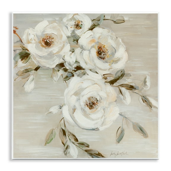 Stupell Industries Neutral Rose Trio Floral Painting Unframed Art Print Wall Art, 12 x 12