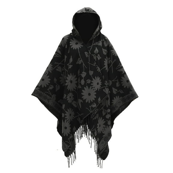 QQAMB Poncho for Women Retro Open Front Elegant Loose Cape Shawl Winter Warm Knit Wraps Fashion Fall Winter Outfits