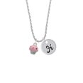 thumbnail image 2 of Delight Jewelry Silvertone Small Pink Cupcake with Crystal Sprinkles Silvertone Script Initial Disc - H - Charm Necklace, 20"+3", 2 of 4