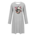 thumbnail image 3 of Censtreet Halloween Sleep Shirts for Women Long Sleeve Night Shirts for Sleeping Pullover Nightgown Soft Nightdress, 3 of 5