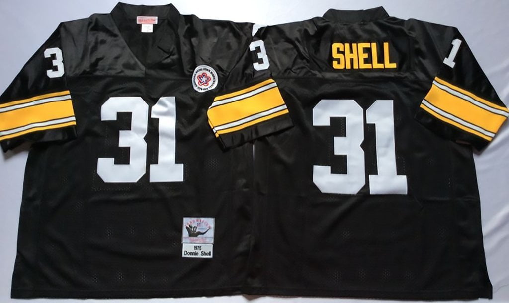 Mens Pittsburgh Steelers SHELL #31 Throwback Football Jersey Black Medium by