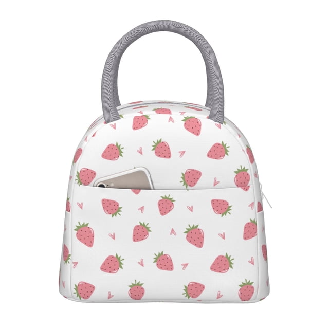 Balery Hand Drawn Strawberry Bolsa de Almuerzo para Mujeres, Caja de Almuerzo, Bolsa de Almuerzo Pequeña Impermeable, Tote de Almuerzo Reutilizable con Gran Capacidad