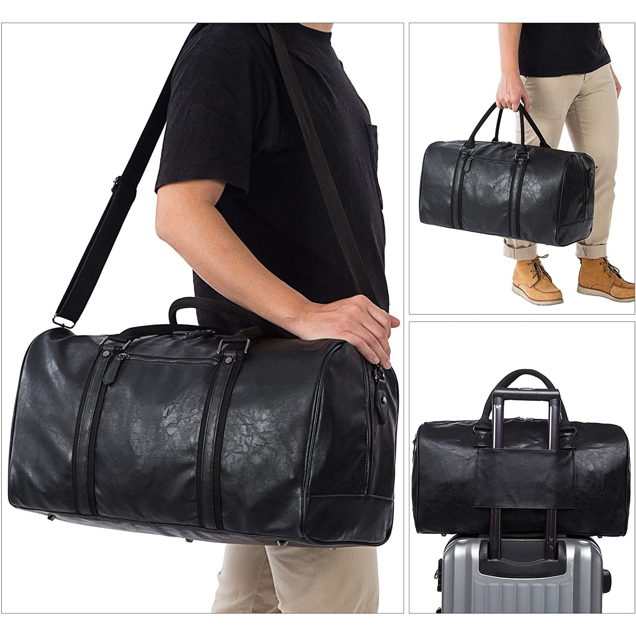 Oversized leather duffle bag sale