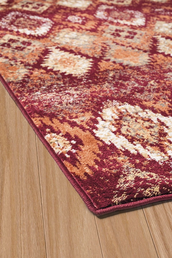United Weavers Amarna San Paula Distressed Crimson Woven Olefin Area Rug or Runner