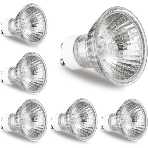 GU10 Bulb 120V 50W Light Bulbs for Candle Warmer Lamp, GU10 C, MR16 with Glass Cover, 2700K Warm White, Dimmable, Pack of 6