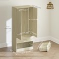 thumbnail image 3 of HOMCOM Wardrobe Closet with Hanging Rod, Clothes Storage Organizer, Oak, 3 of 10