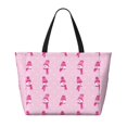 thumbnail image 2 of KLL Pink Scarf Snowman Print Large Beach Tote Bag Women Waterproof Sandproof Zipper Beach Tote Bag for Pool Gym Grocery Travel with Wet Pocket, 2 of 7