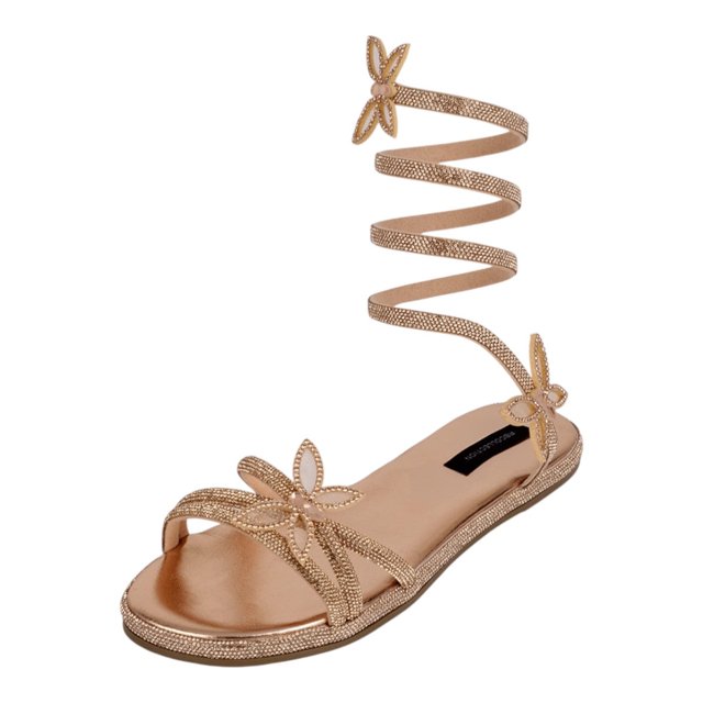 Sandalias de piso Exterior Sintético Color Dorado Para Mujer De RBCOLLECTION