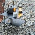 thumbnail image 1 of Mesa de camping, mini mesa plegable, mesa de playa, mesa de acero para exteriores, mesa de té pequeña para jardín, patio, barbacoa, patio, picnic Negro, 1 of 8