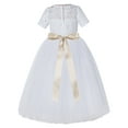 thumbnail image 2 of Ekidsbridal White Floral Lace Tulle Wedding Flower Girl Dress for Toddlers Communion Baptism Social Events LG2R3 5, 2 of 3