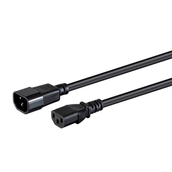 RiteAV Heavy Duty Extension Cord - 1.5 Feet - Black | IEC 60320 C14 to IEC 60320 C13, 14AWG, 15A, SJT, 100-250V