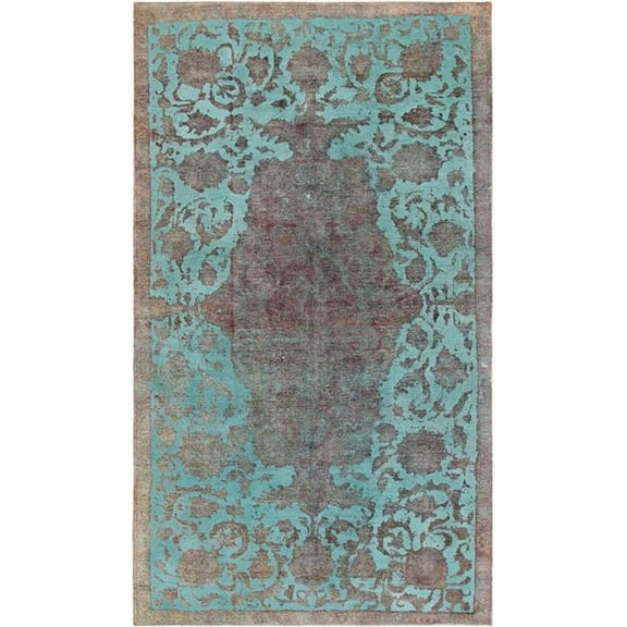 Pasargad Home 52123 Vintage Lahore Collection Green Lamb's Wool Area Rug- 4 ft.11 in.  X 8 ft. 9 in.