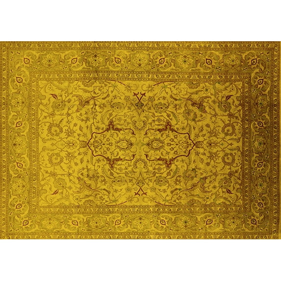 Ahgly Company Indoor Rectangle Oriental Yellow Traditional Area Rugs, 6' x 9'