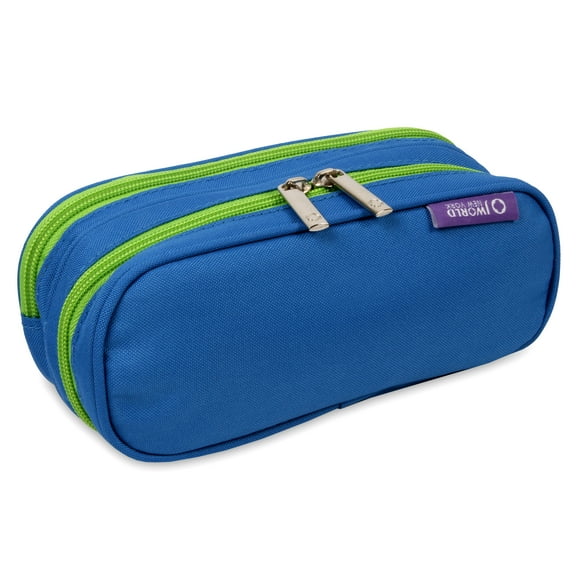 J World Boys and Girls Jojo Double Compartment Kids Pencil Case for School, Blue
