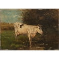 thumbnail image 2 of Willem Maris 14x11 Gold Ornate Wood Frame and Double Matted Museum Art Print Titled - White Cow (C. 1880 - C. 1910), 2 of 4
