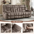 thumbnail image 2 of Bonzy Home 3 Seat Reclining Sofa, Manual Recliner Couch for Living Room Wide Backrests & Headrests, Brown, 2 of 7