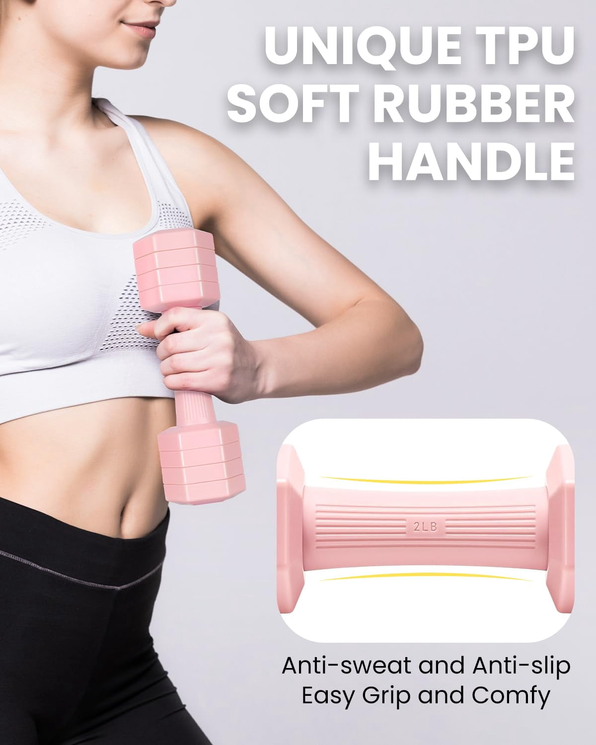 Adjustable Dumbbells Set  4 In 1 Hand Weights For Women Men 10 Lb/ 12 Lb Dumbbell Pair Each 2lbs 3lbs 4lbs 5lbs With Tpu Soft Rubber Handle Home Gym Exercise Fitness