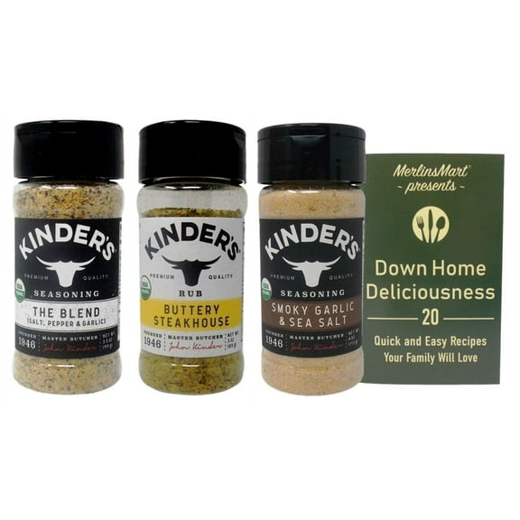 Kinder's Seasoning 3 Flavor Variety - (1) Each: The Blend, Buttery Steakhouse Rub, Smoky Garlic & Sea Salt MerlinsMart Zine
