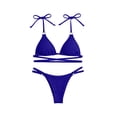 thumbnail image 7 of Mceream Women Solid Backless Bikini Bandage Two-Pieces Swimwear Swimsuit Beachwear Set Blue M, 7 of 7